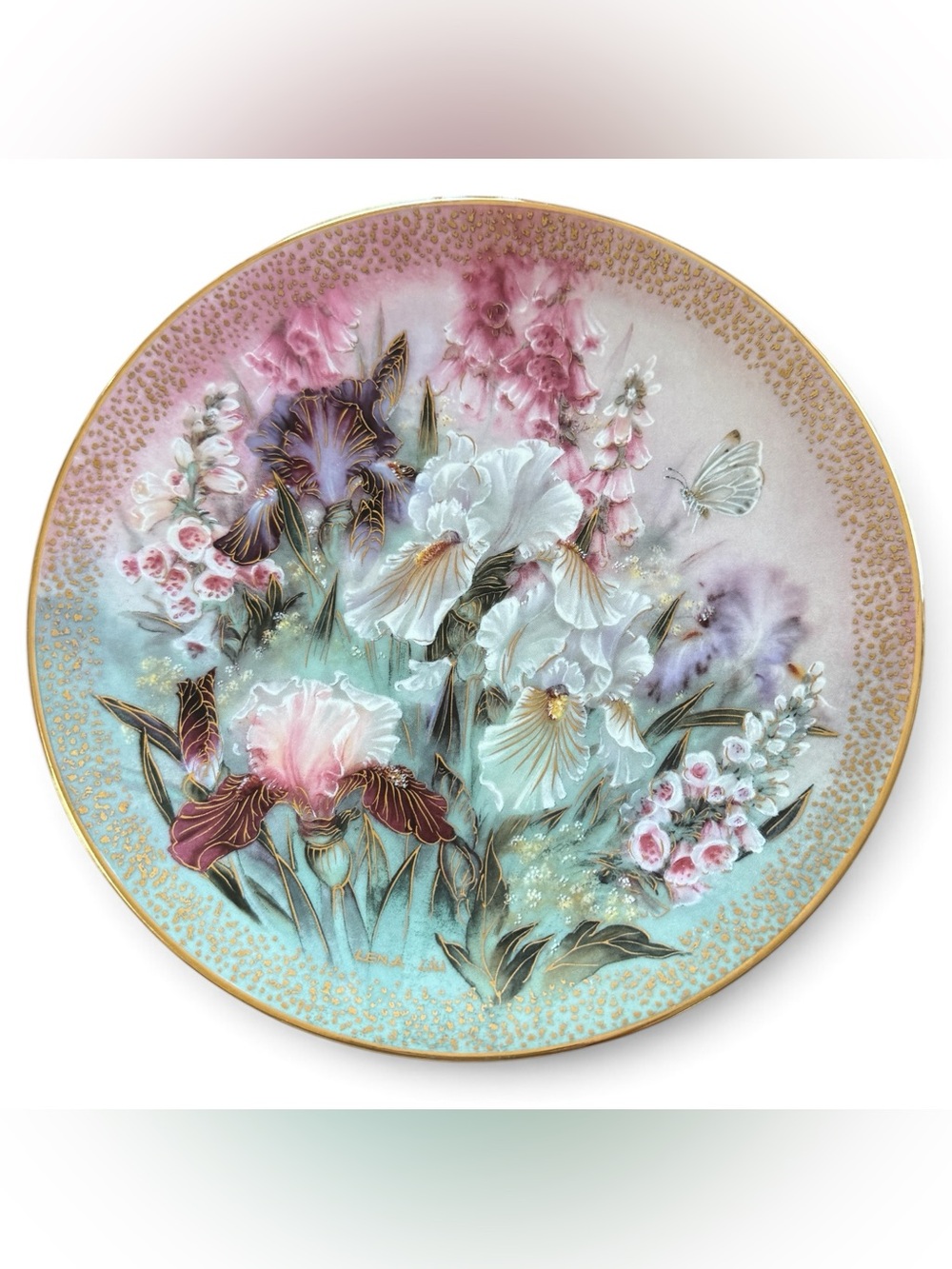 Vintage W. S. George Fine China "Iris Quartet" Collector Plate Artist Lena Liu